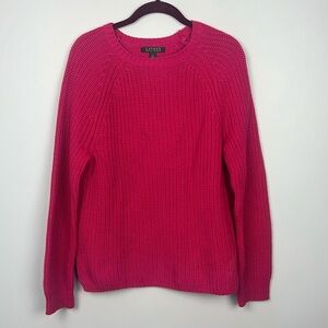 Lauren Ralph Lauren pink knit crewneck large cotton sweater